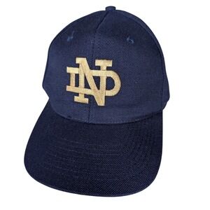 Navy Blue Notre Dame ND Fighting Irish Embroidered Baseball Cap Snapback